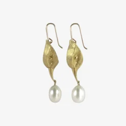 18k bird head earrings with pearl eggs
