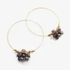14k black pearl medium hoop clusters