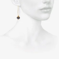 14k black pearl medium hoop clusters