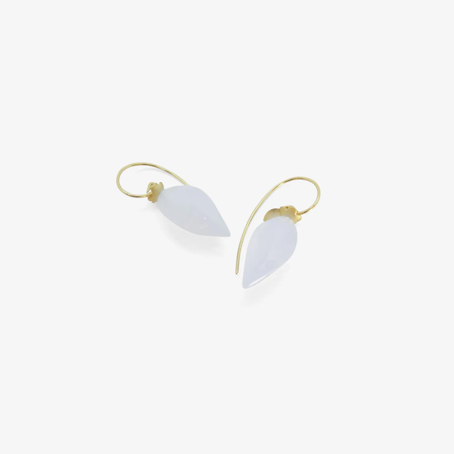 14k blue chalcedony long chinese lantern earrings