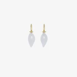 14k blue chalcedony long chinese lantern earrings