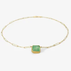 18k bright clear rectangular colombian emerald echo necklace, 6.36ct