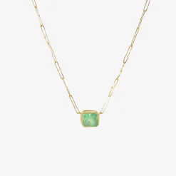 18k bright clear rectangular colombian emerald echo necklace, 6.36ct