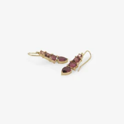 14k composition earrings with tourmaline & garnet