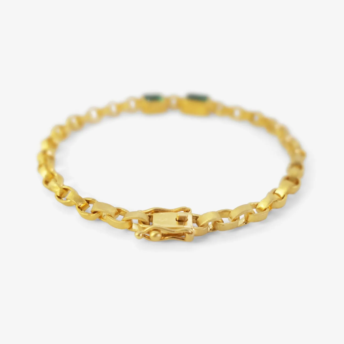 18k double emerald chain bracelet, 3.12ct