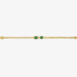 18k double emerald chain bracelet, 3.12ct