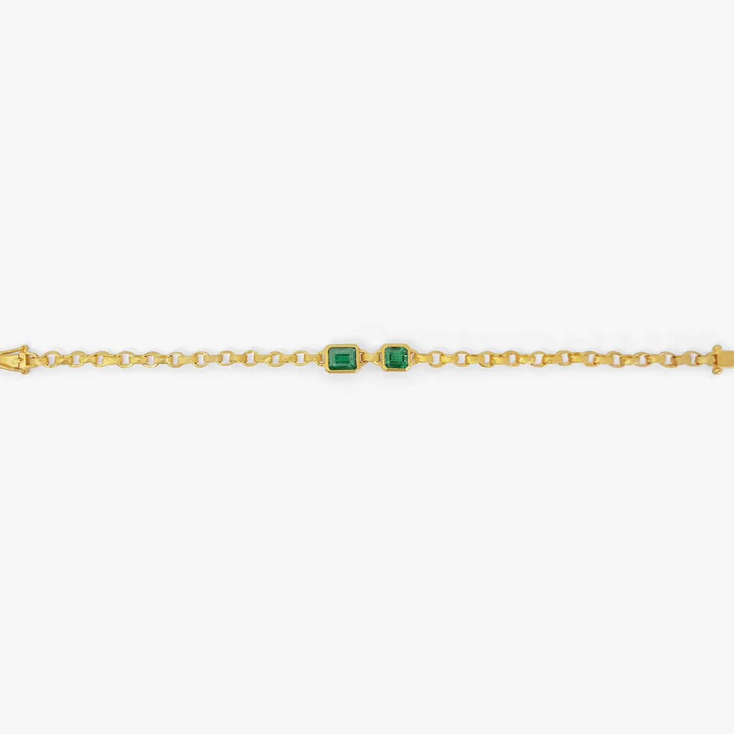 18k double emerald chain bracelet, 3.12ct