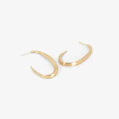 14k elongated crescent hoops on posts