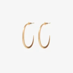 14k elongated crescent hoops on posts