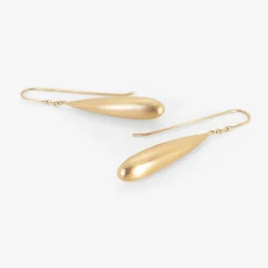 14k elongated hewn teardrop earrings