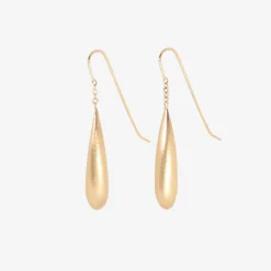 14k elongated hewn teardrop earrings