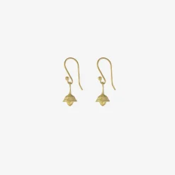 18k eucalyptus seed bell earrings