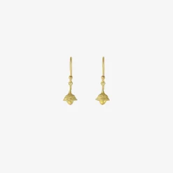 18k eucalyptus seed bell earrings