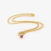 18k fairy chain with pear-shaped pink sapphire & two pear-shaped antique diamonds