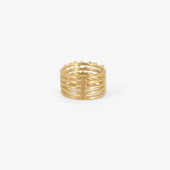 14k five row beaded ring with diamonds, .13ct