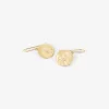 14k flower stamp earrings with diamonds, .08ct