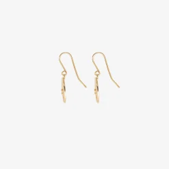 14k flower stamp earrings with diamonds, .08ct