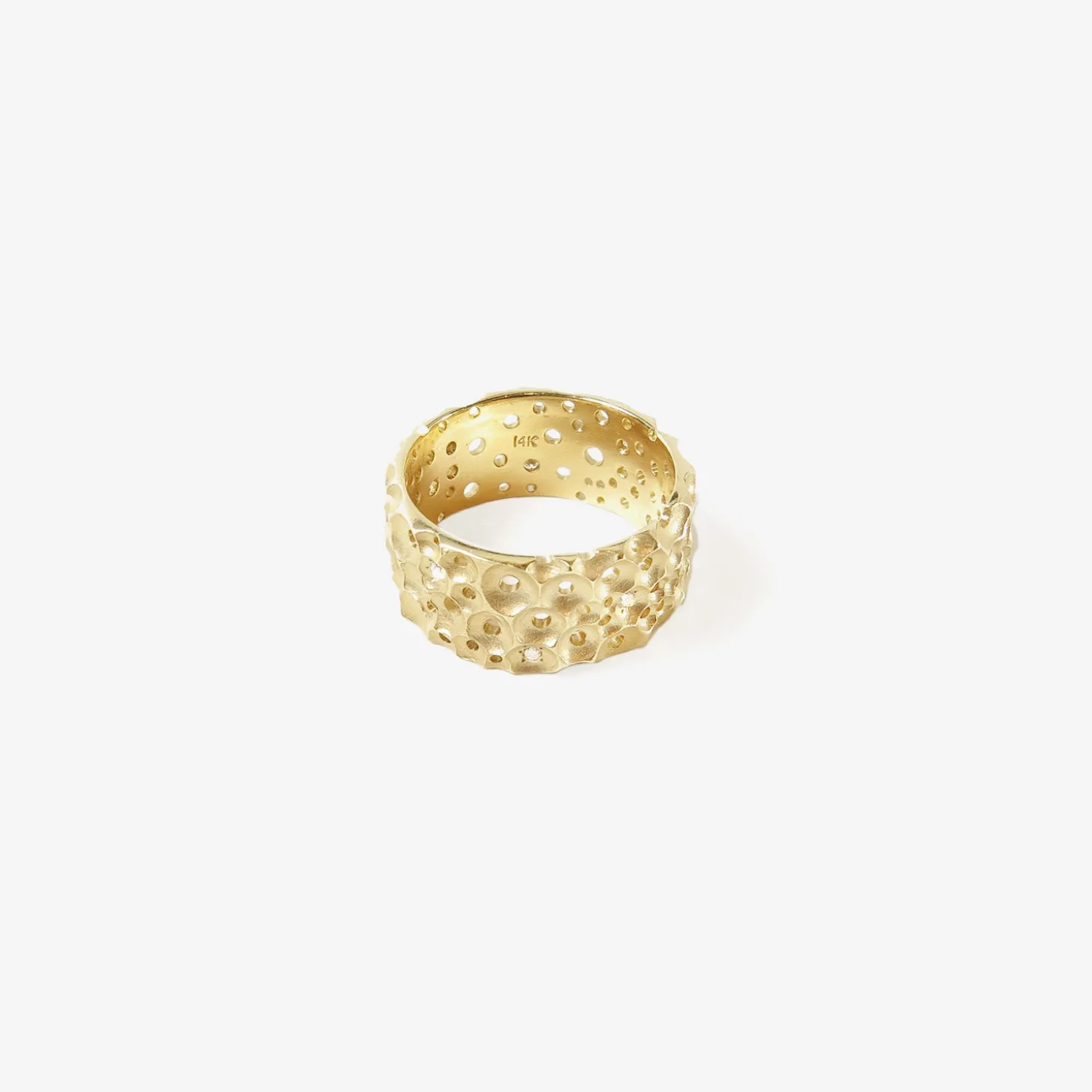 14k french lace ring with diamonds, .12ct