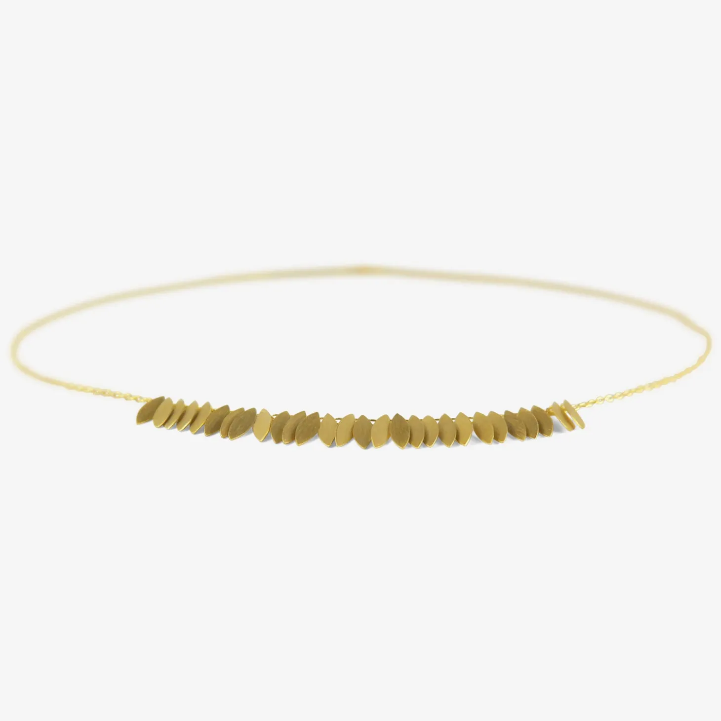 18k golden leaf arc necklace