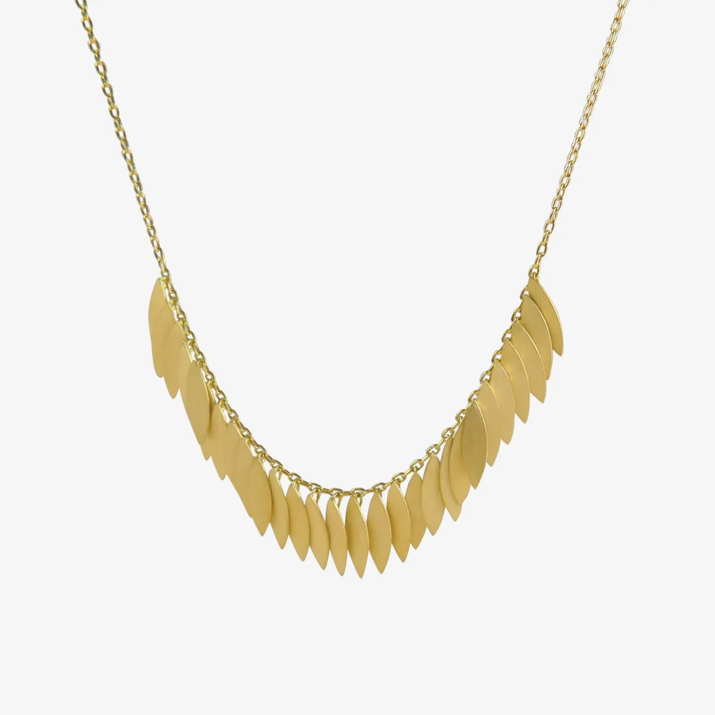 18k golden leaf arc necklace