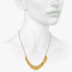 18k golden leaf arc necklace