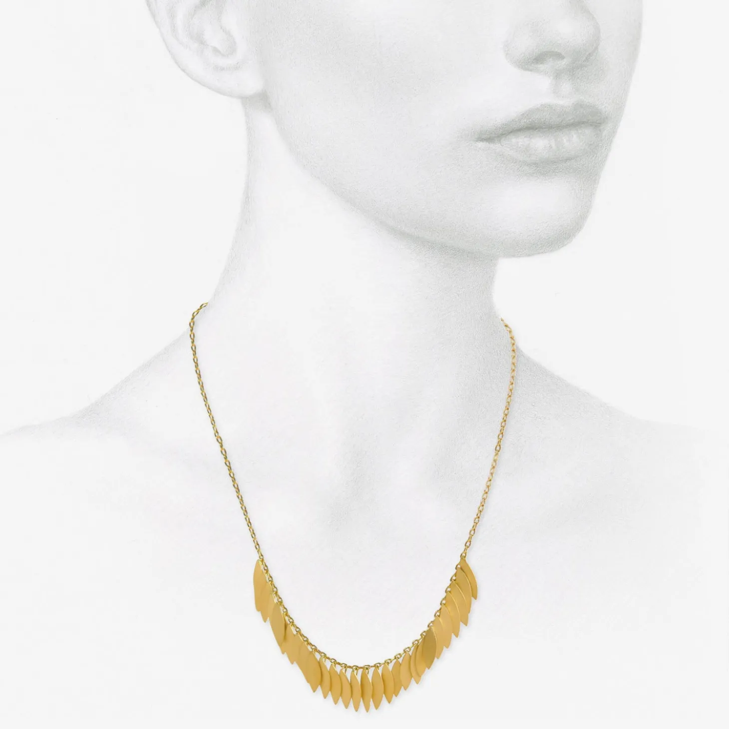 18k golden leaf arc necklace