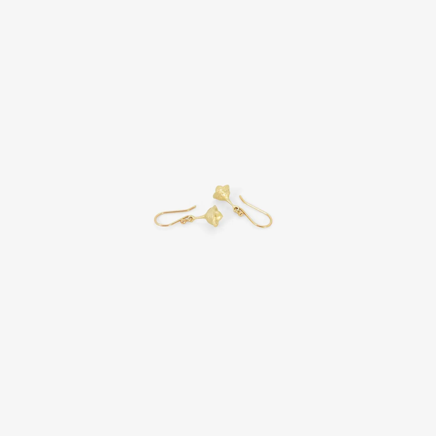 14k green gold eucalyptus seed bell earrings