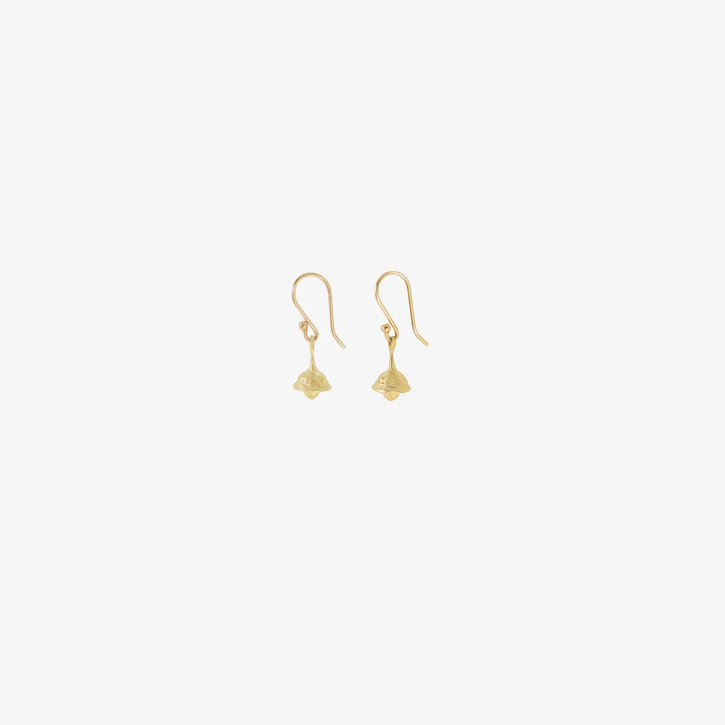 14k green gold eucalyptus seed bell earrings