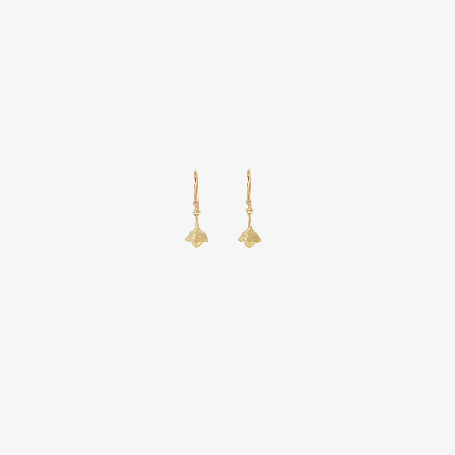 14k green gold eucalyptus seed bell earrings