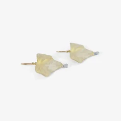 14k green gold medium ivy leaf earrings with sapphires
