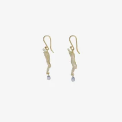 14k green gold medium ivy leaf earrings with sapphires