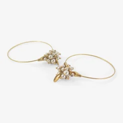 14k grey pearl small hoop clusters