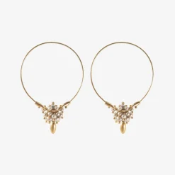 14k grey pearl small hoop clusters