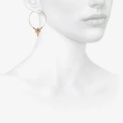 14k grey pearl small hoop clusters