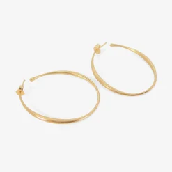 14k hewn oval hoop earrings