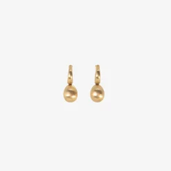 14k huggie hoops with golden 'pearl' drops