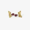 18k large butterfly posts with ruby drops