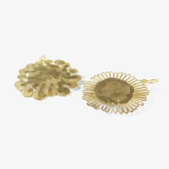 18k large flat flowery earrings