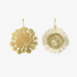 18k large flat flowery earrings