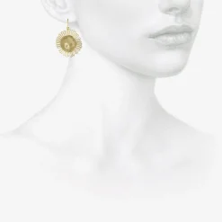 18k large flat flowery earrings