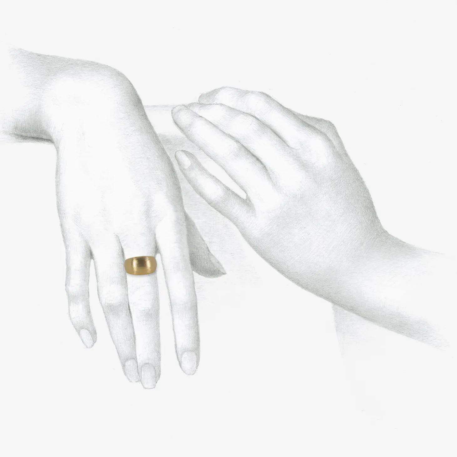 14k large hewn wide band
