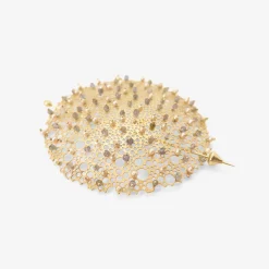 14k large queen anne's lace pin with pearl & labradorite