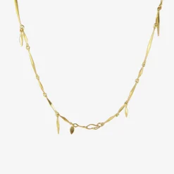 18k long pine needle necklace