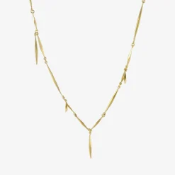 18k long pine needle necklace