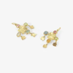 18k medieval folklorish earrings with gemstones