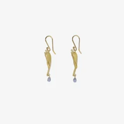 18k medium ivy leaf earrings with sapphires