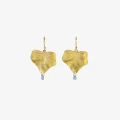 18k medium ivy leaf earrings with sapphires