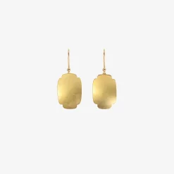 18k medium rectangular hammered scallop earring