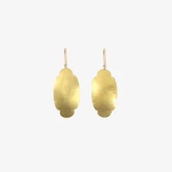 18k medium/large rectangular scallop earrings