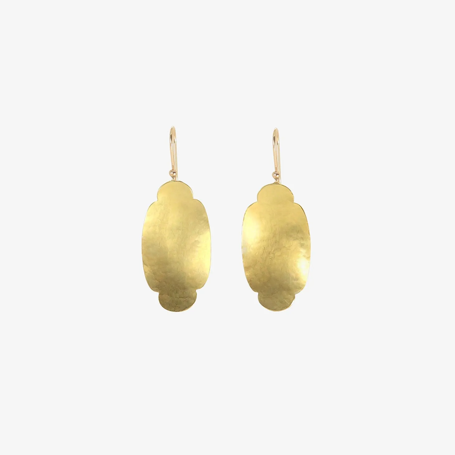 18k medium/large rectangular scallop earrings